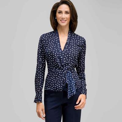Long Sleeve Tie Front Blouse